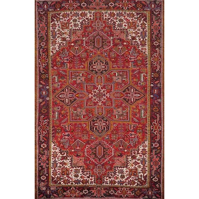 Hand Knotted Oriental 100% Wool Carpet Traditional Medallion Red Heriz Area Rug - 12' 0'' X 9' 2''