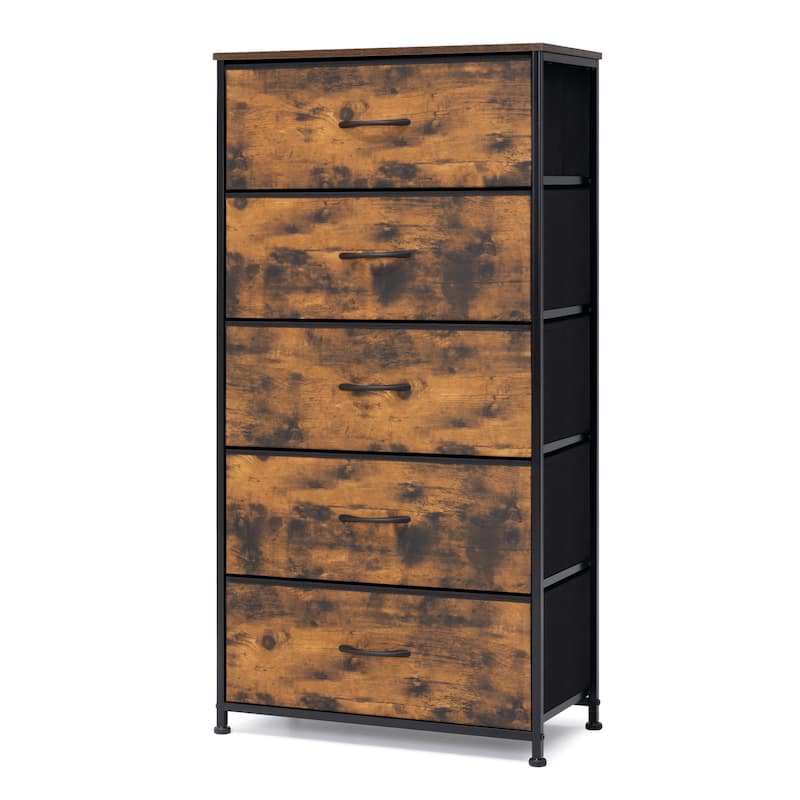 Pellebant Fabric Vertical Dresser Storage Chest Tower with 5 Drawers