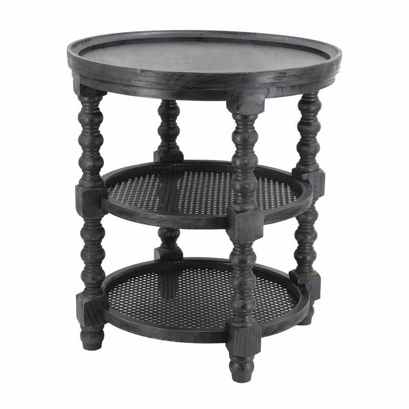 Round 3-Tiered Side Table, Natural Wood End Table
