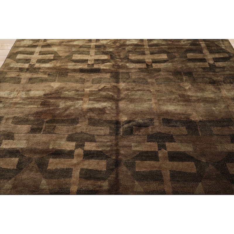 8'2''x10'2'' Tibetano Hand Knotted Wool Moss Tibetan Modern & Contemporary Rug - 8' 2'' x 10' 2''