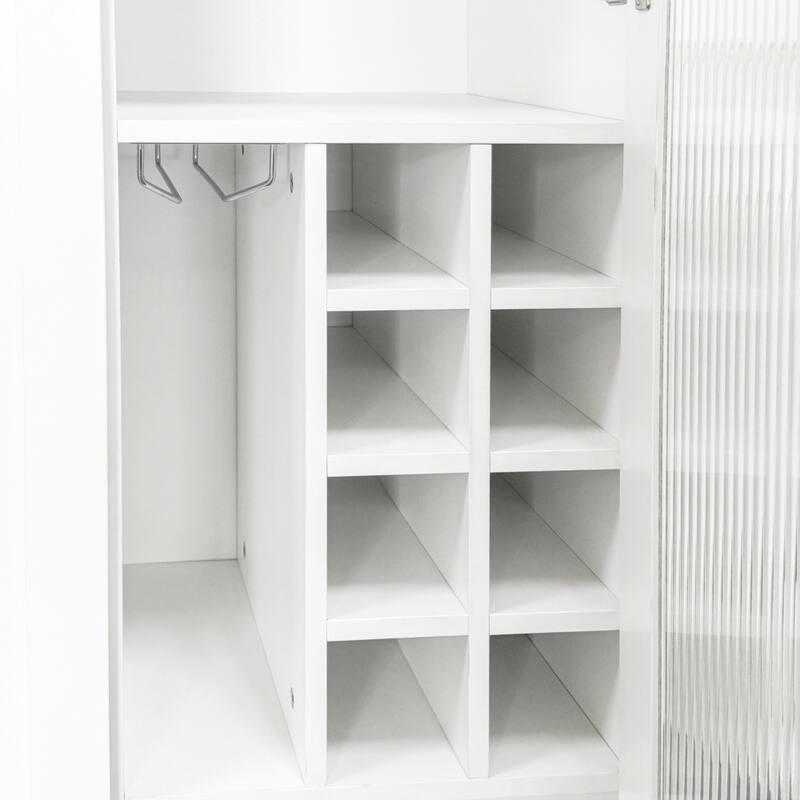 Farmhouse Storage Cabinet Pantry Organizers with Glass Door and Multi-tier Shelf