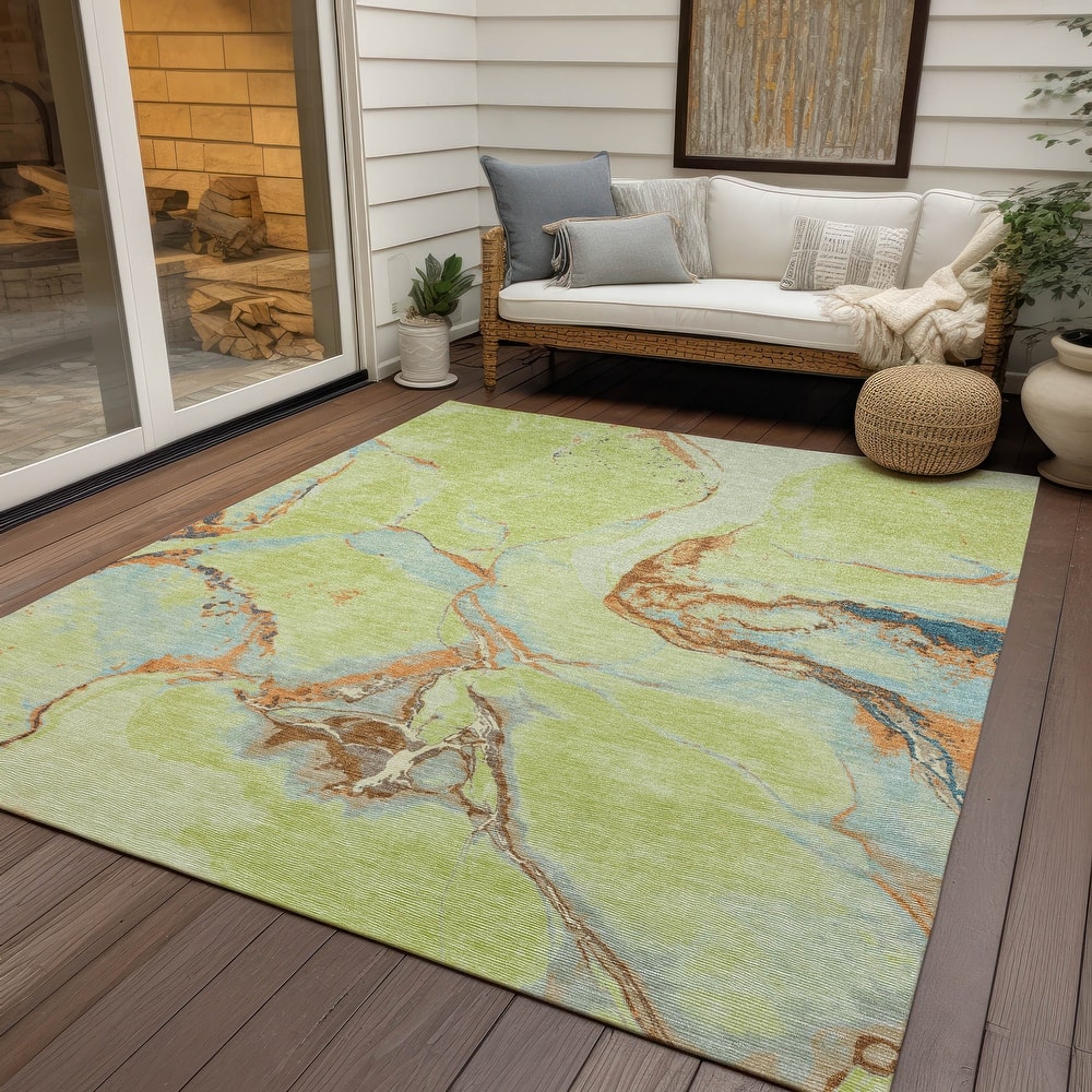 Machine Washable Indoor/ Outdoor Modern Abstract Chantille Rug