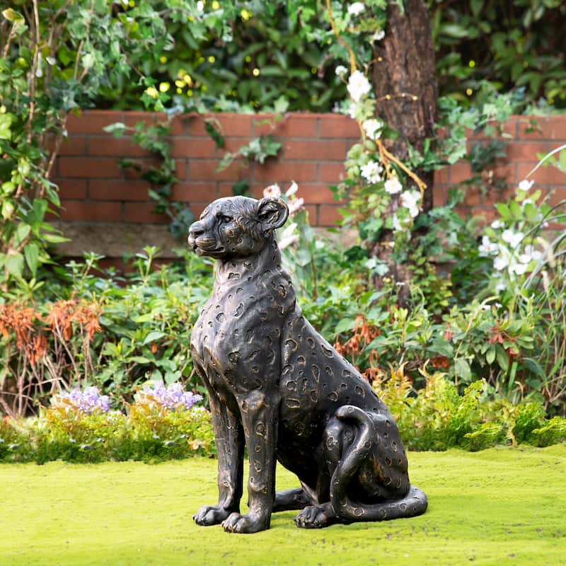 Glitzhome 23.25''H MGO Bronze Leopard Statue