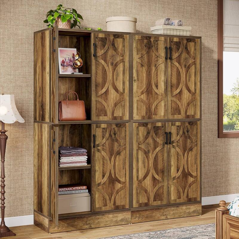 69" Tall Bookcase with Adjustable Shelves for Living Room, Home Office