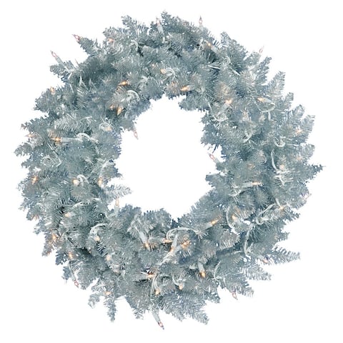 Vickerman 48" Silver Fir Artificial Christmas Wreath, Warm White Dura-Lit LED lights.