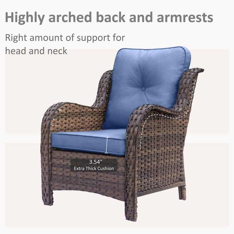 5-piece Outdoor Patio Wicker Conversation Sets With Storage Ottomans