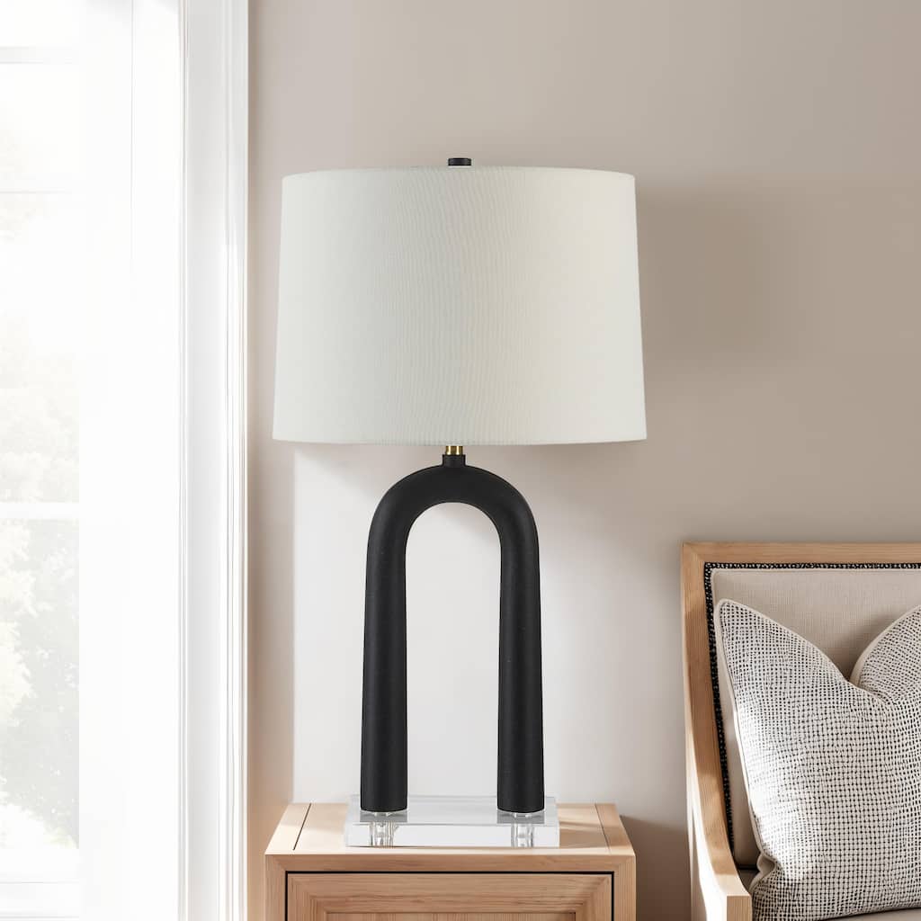 Arched Table Lamp with Tapered Shade - 28.5" - Matte Black