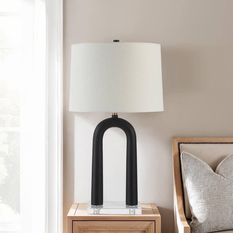 Arched Table Lamp with Tapered Shade - 28.5" - Matte Black