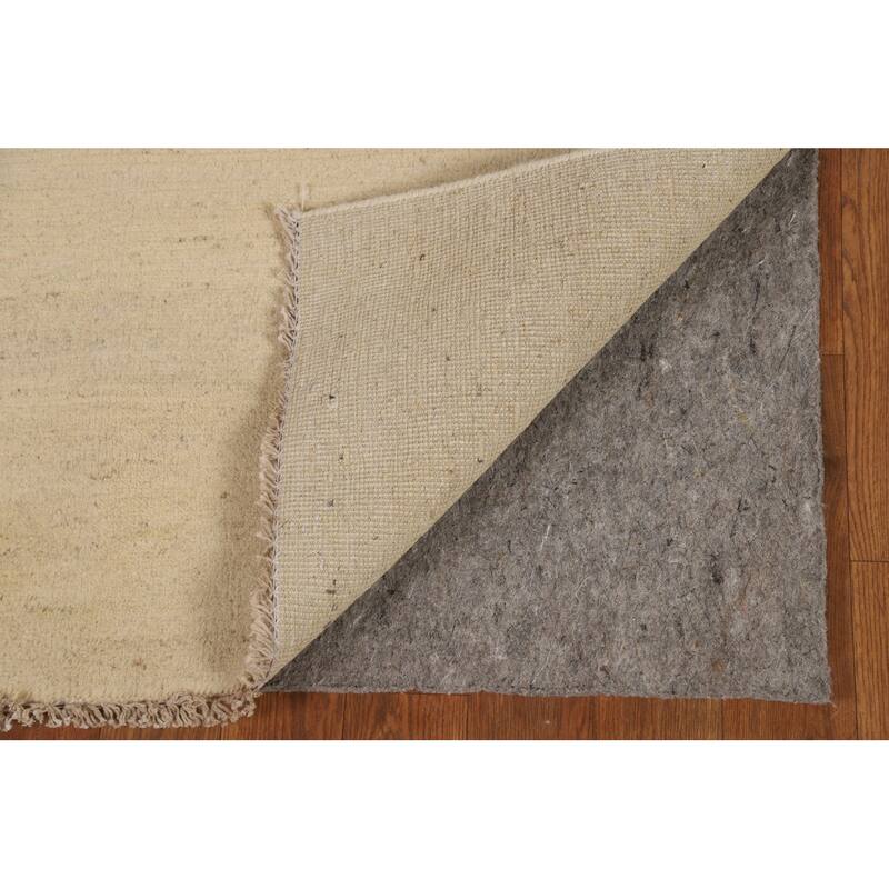 Modern Gabbeh Oriental Foyer Rug Handmade Beige Solid Wool Carpet - 3'4"x 4'10"