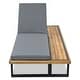 preview thumbnail 8 of 18, Outdoor Chaise Lounge Chair with 5-Position Adjustable Backrest and Wood Side Table 1-Piece - Acacia Wood,Gray