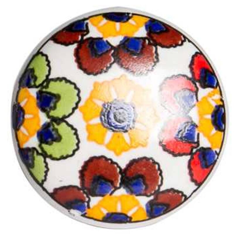 Set of 12 Ceramic Round Drawer Knobs in Red White Yellow Floral Design with Screws Included - 1.5” x 1.5” x 1.5”