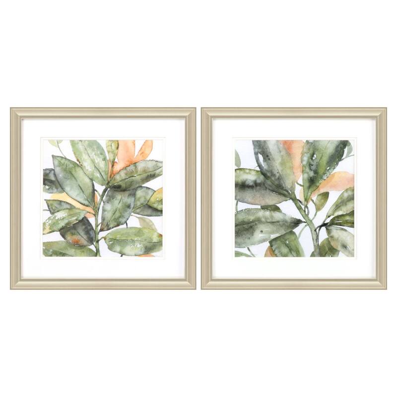 HomeRoots Set Of Two Plant Life Gold Framed Wall Art