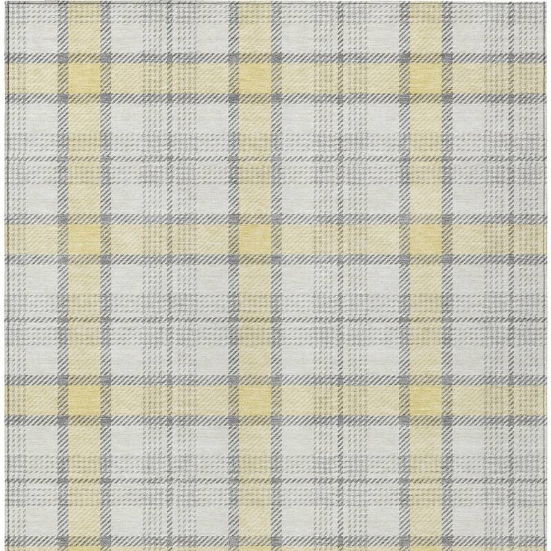 HomeRoots Plaid Transitional Rectangle Outdoor Rug