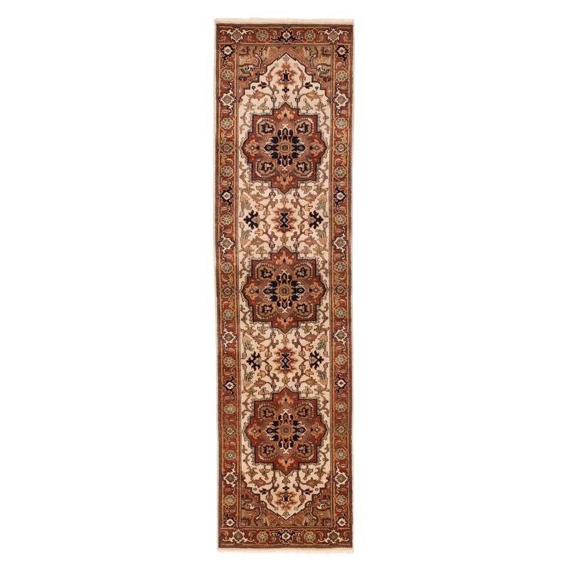 ECARPETGALLERY Hand-knotted Jules Sultane Ivory Wool Rug - 2'9 x 9'11