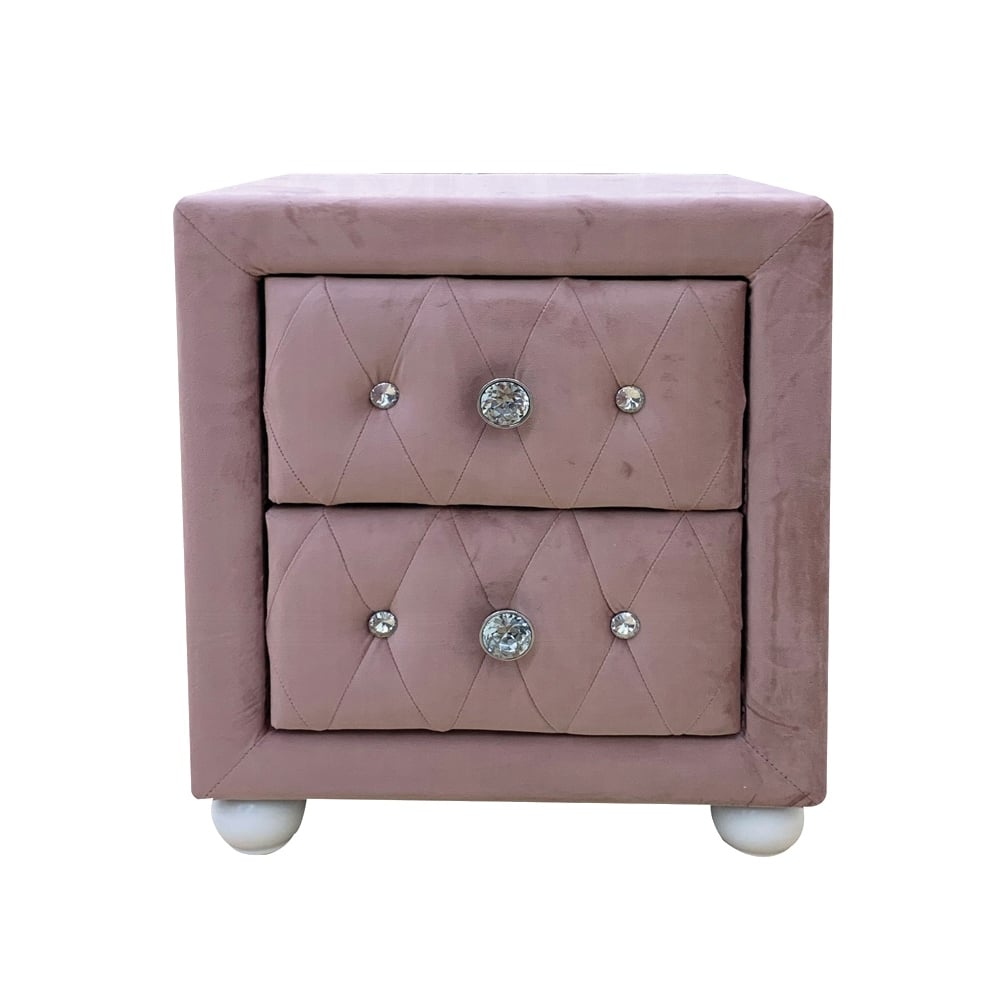 Fabric Upholstered Nightstand with 2 Drawers