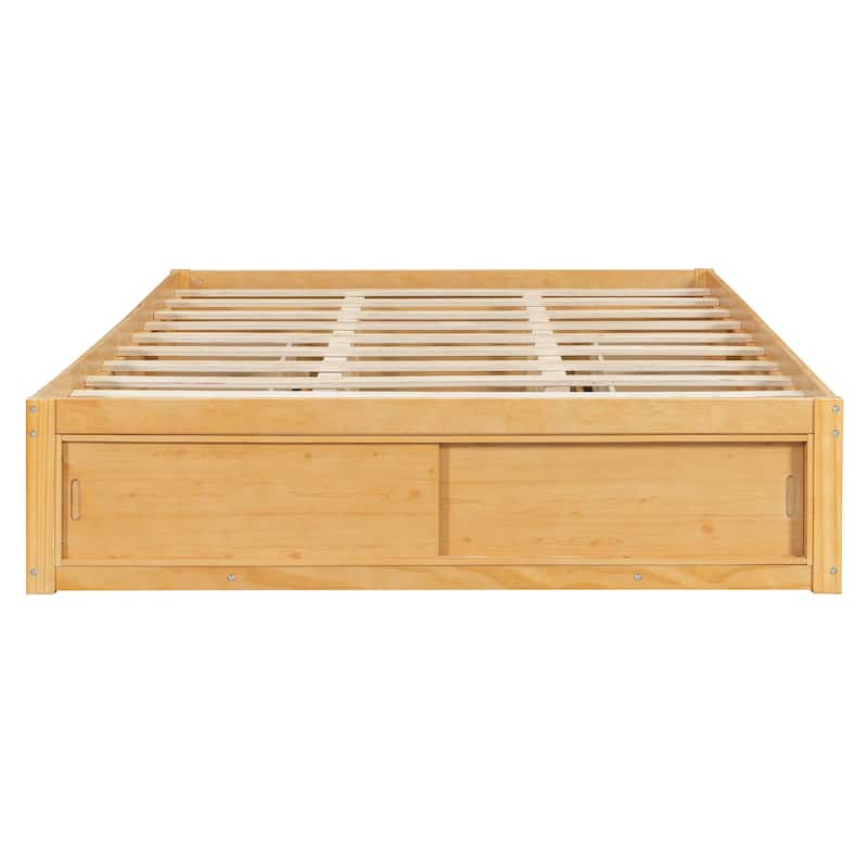 Queen Size Platform Bed Frame with 4 Storage Drawers & Footboard Cubby by Harper&Bright Designs