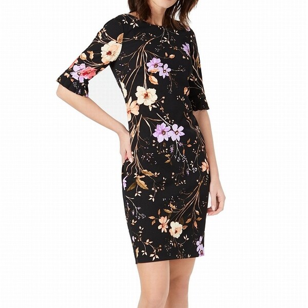 calvin klein black floral dress