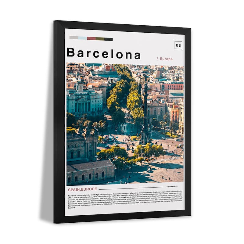 Barcelona Landscape Poster Premium Framed Poster by Paul Rommer