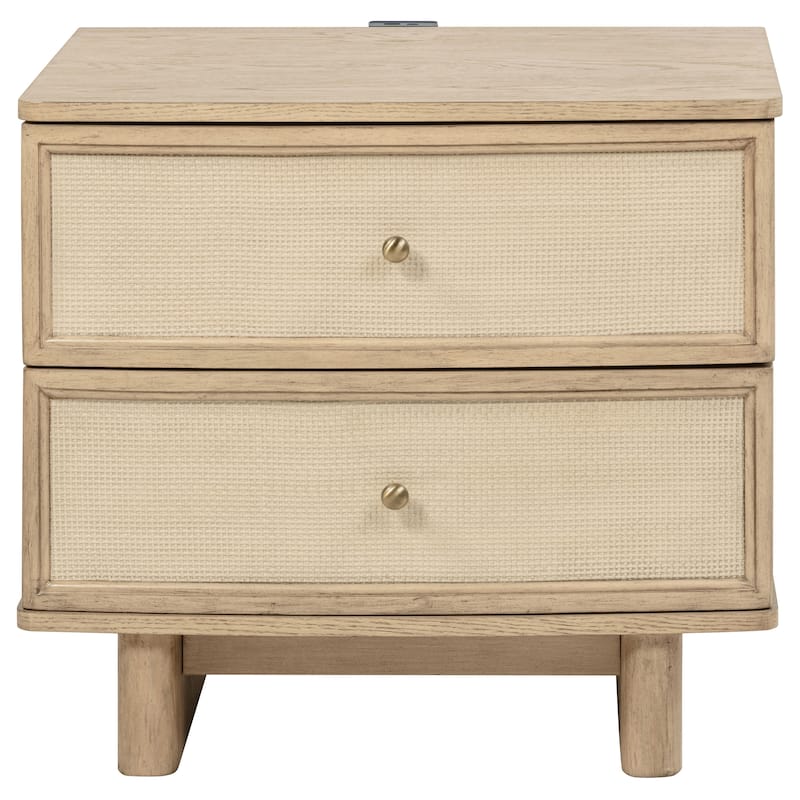 Kailani 2-drawer Nightstand Bedside Table Beige Oak