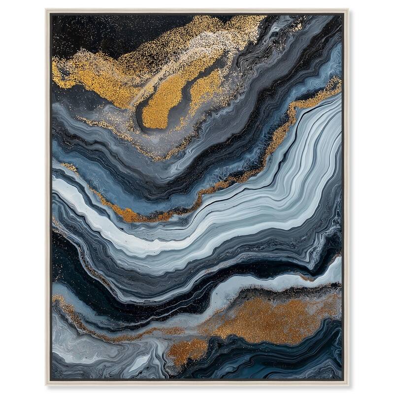 Acrylic Flow II Canvas by Art Remedy - Silver - 30" x 36"