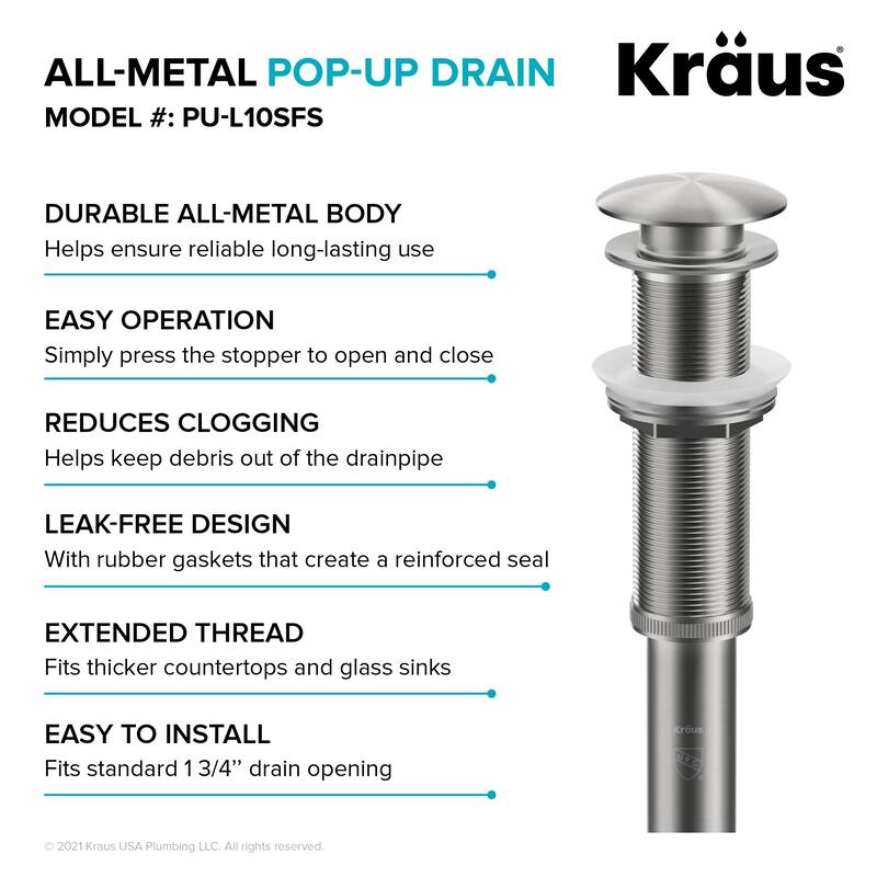 KRAUS Pop-Up Drain for Vessel Bathroom sink