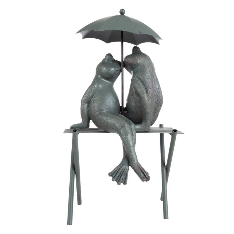 Frog Couple Statue - Whimsical Resin Romantic Animal Figurine for Outdoor by Pure Garden (Bronze)