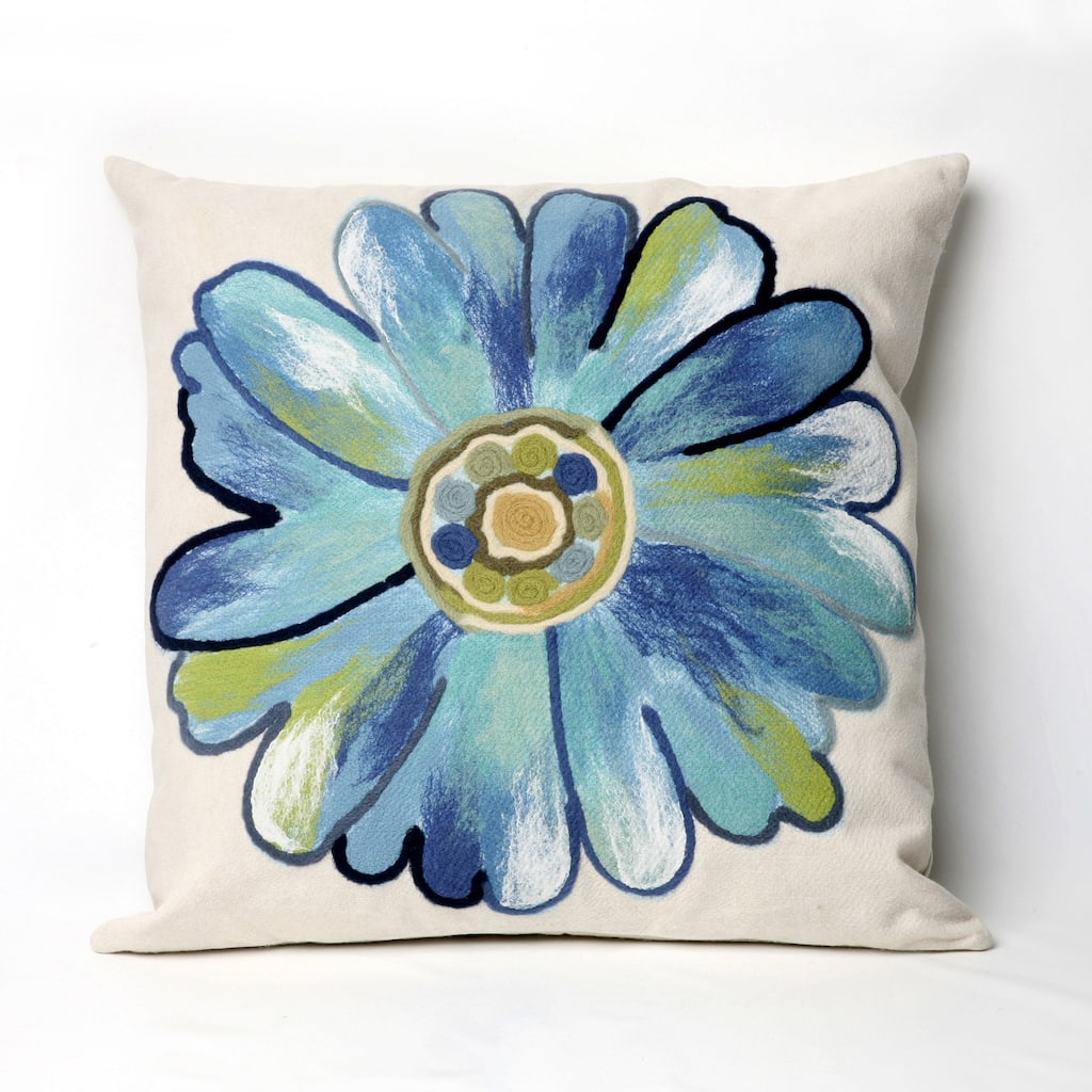 Liora Manne Visions III Daisy Indoor/Outdoor Pillow Aqua 20" x 20"