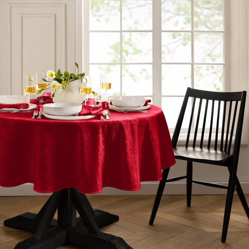 Continental Solid Texture Water and Stain Resistant Tablecloth - 70" Round - Red