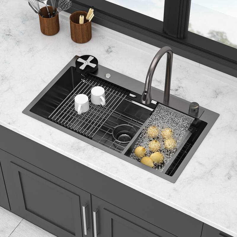 33" Drop-In 16 Gauge Single Bowl Stainless Steel Kitchen Sink - 33'' x 19.29'' x 9''