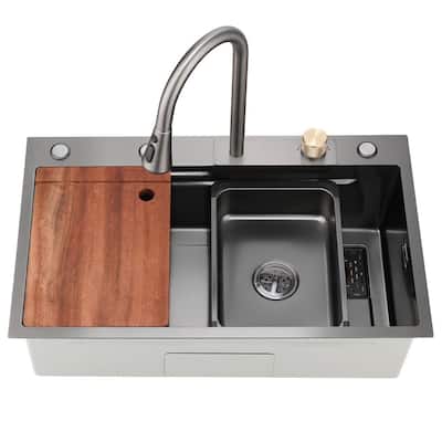 Lordear 29.5" Versatile Workstation Drop-In Stainless Steel Kitchen Sink 16 Gauge Single Bowl - 29.5"x18"