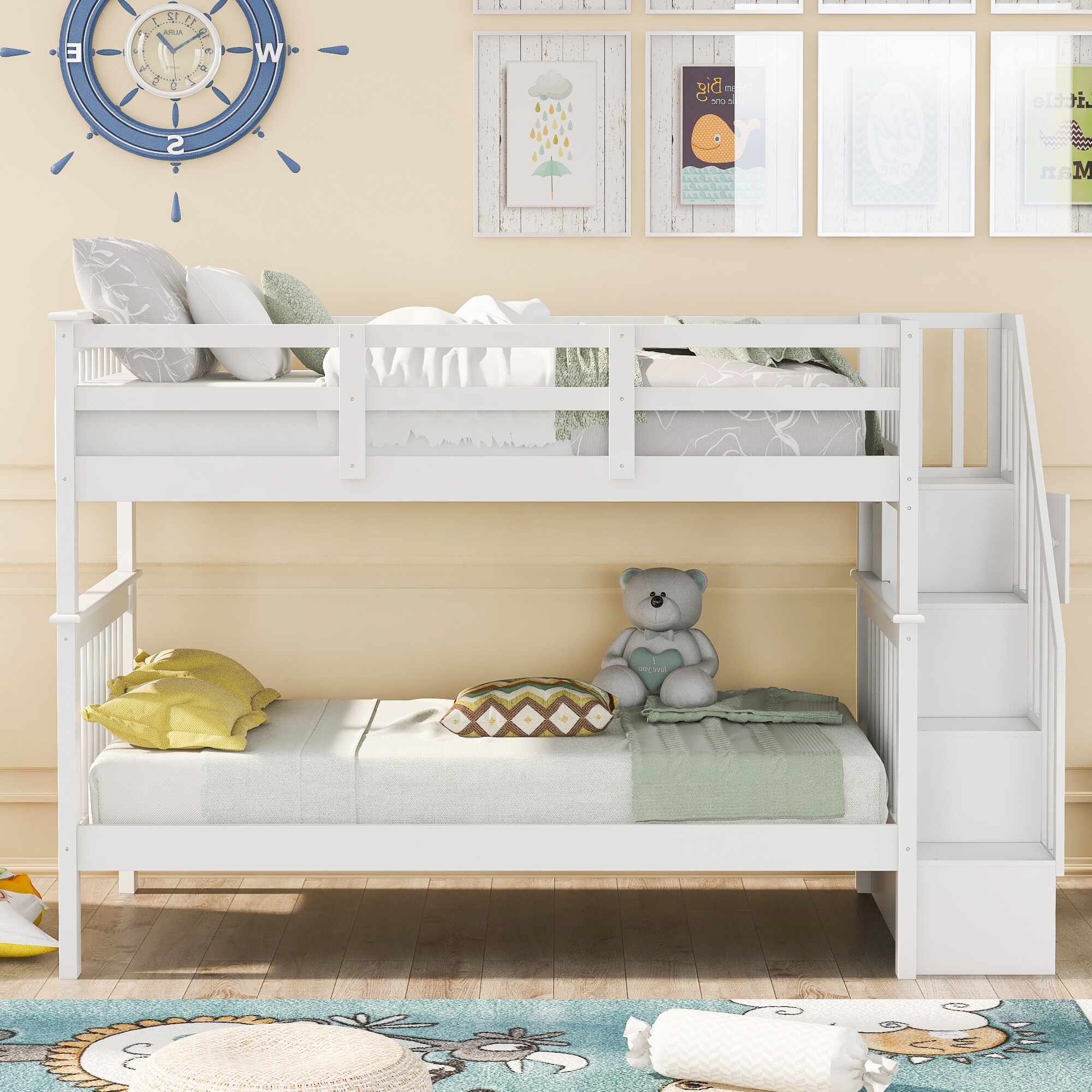 Solid white bunk beds 2025
