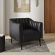 preview thumbnail 6 of 43, Alfons Industrial Leather Chair with Channel Tufting and Metal Leg by HULALA HOME