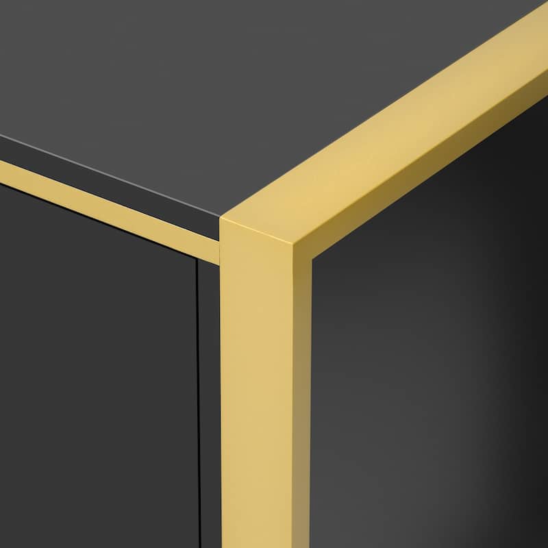 70.9" Entertainment Center TV Storage Stand for TVs up to 75", Media Console Cabinet w/ Golden Metal Legs, 2 Cabinets