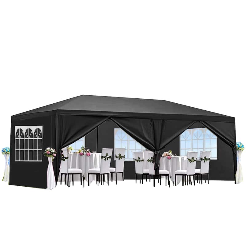 10 x 20 Wedding Party Canopy Tent Outdoor Gazebo with 6 Removable Sidewalls - Black