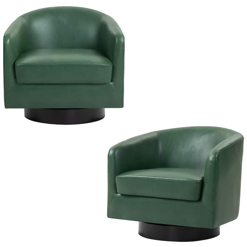 2 Set Modern Wide Round Swivel Accent Barrel Chairs