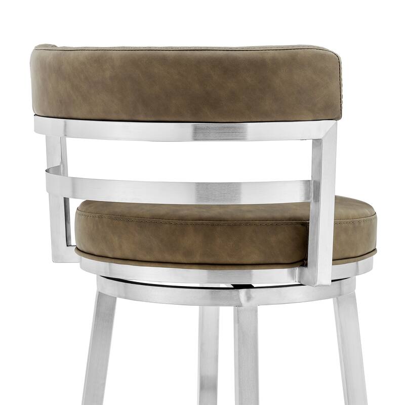 Madrid Modern Swivel Bar Stool, Upholstered Counter Height Chair with Metal Frame