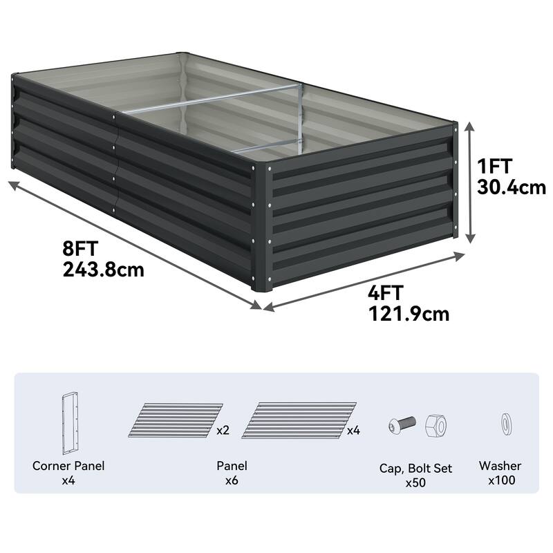 Moasis Outdoor Metal Raised Garden Bed with Gloves