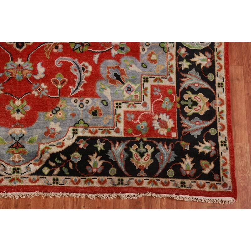 Red Heriz Serapi Indian Area Rug Handmade Wool Carpet - 8'0" x 9'9"