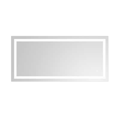 Ove Decors Pria LED 60 x 28 in. Mirror in White and Aluminum Finish