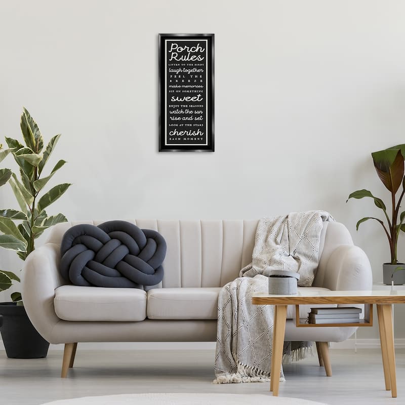 Stupell Porch Rules on Black Framed Floater Canvas Wall Art Design By Lil' Rue