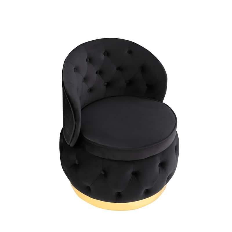 25.2" Velvet Swivel Barrel Chair with Storage