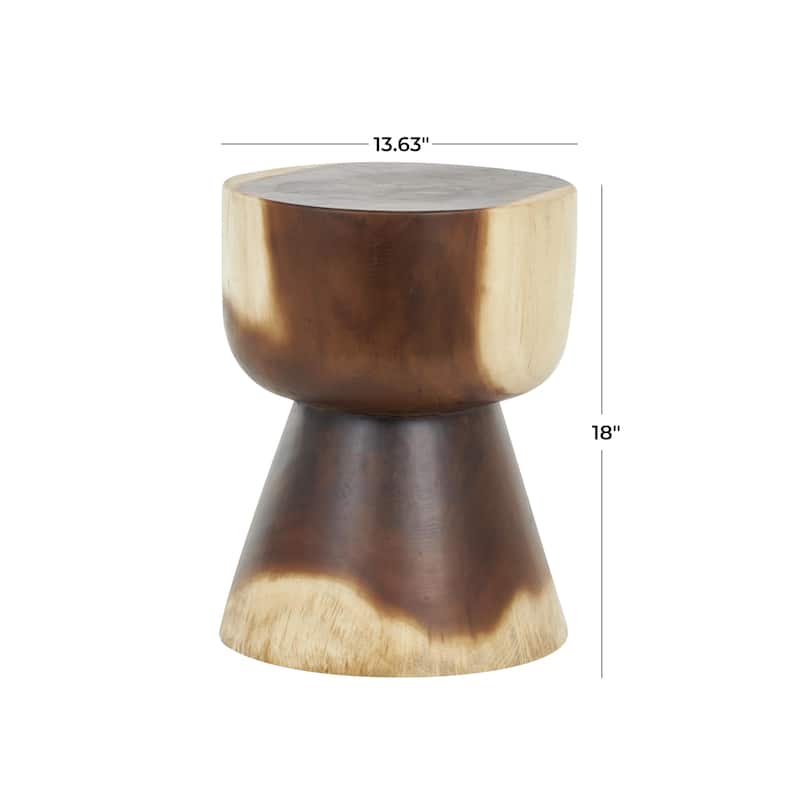 Wood Handmade Hourglass Accent Table with Natural Wood Grain - Brown - Roche River Decor