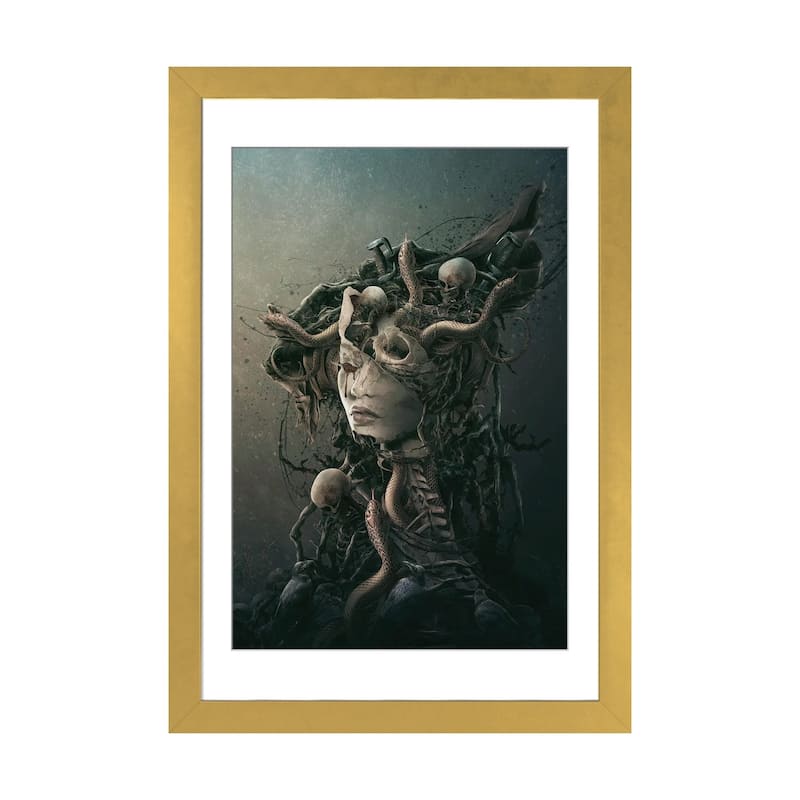 iCanvas "Skull Queen XVI" by Riza Peker - Gold - 24x16x1