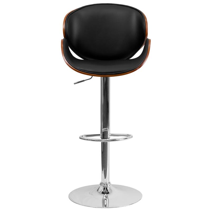 Bentwood Adjustable Height Barstool with Curved Back and Vinyl Seat - 21"W x 20"D x 37" - 45.5"H - 21"W x 20"D x 37" - 45.5"H