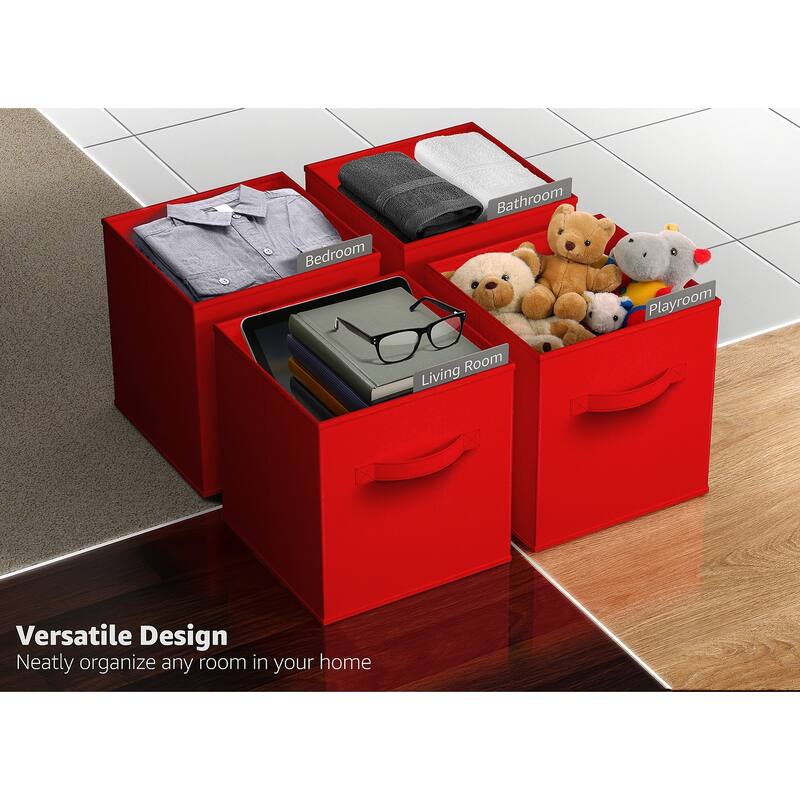 Sorbus Fabric Storage Bins 13" Foldable Cubes With Handles For Pantry, Cubbies, Toy And Closet Shelving Organization - 6Pk