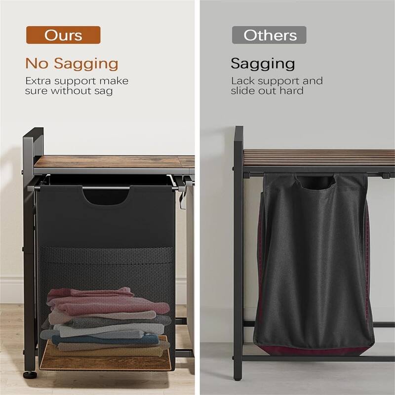 Double Laundry Hamper Multifunctional Basket Organizer - 12.99"L x 6"W x 17"H