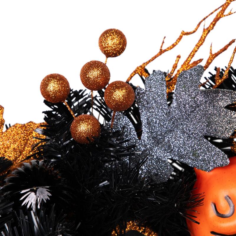 Glittered Haunted House Artificial Halloween Wreath - 24" - Unlit