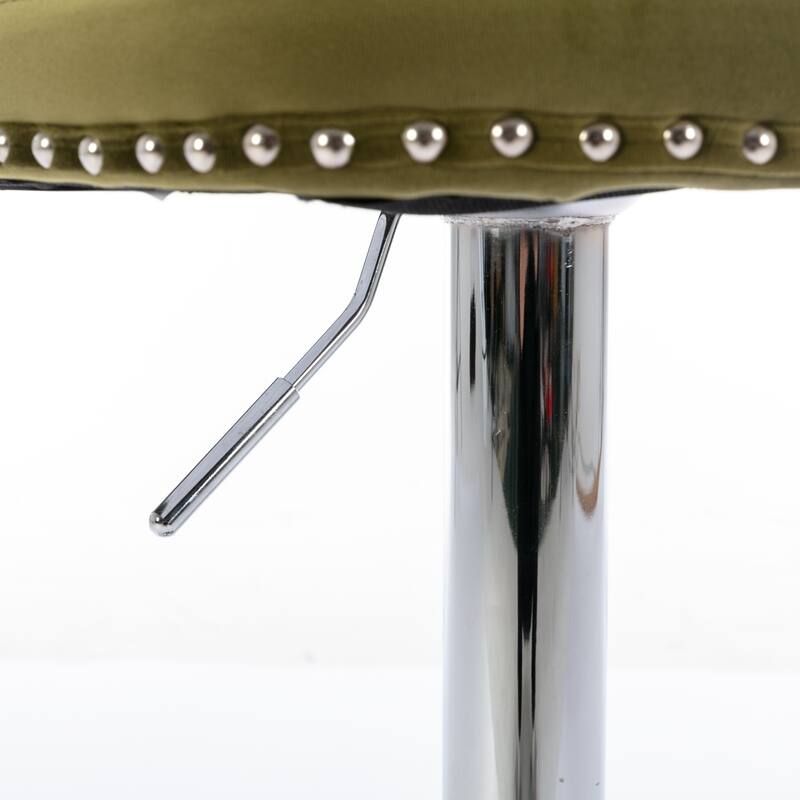 Swivel Velvet Barstools Adjusatble Seat Height from 25-33 Inch, Modern Upholstered Chrome base Bar Stools with Tufted Backs
