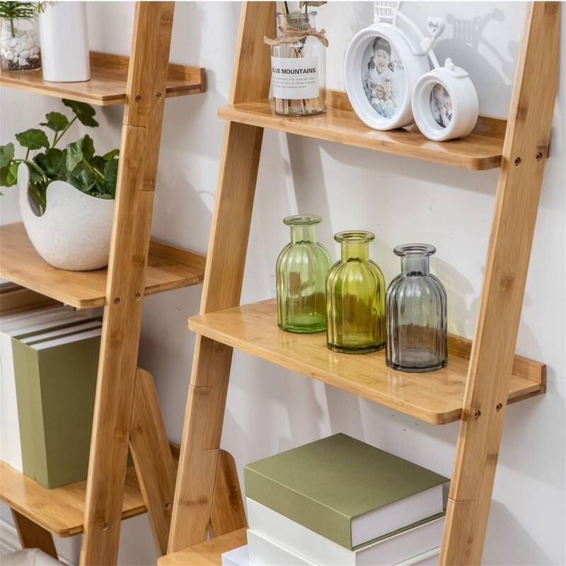 5 Tier Ladder Shelf Bookcase - 12"D x 21"W x 59"H