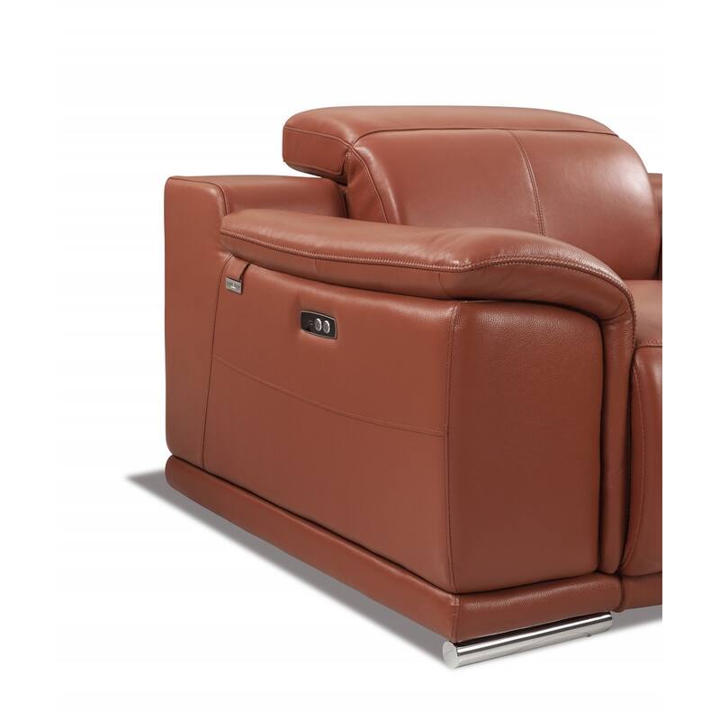 HomeRoots Two Piece Indoor Camel Italian Leather Five Person Seating Set